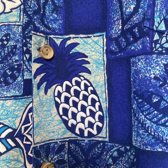 HAWAII Mens 3X Button front Hawaiian Shirt fish canoes pineapple Cotton Vintage - Picture 3 of 8